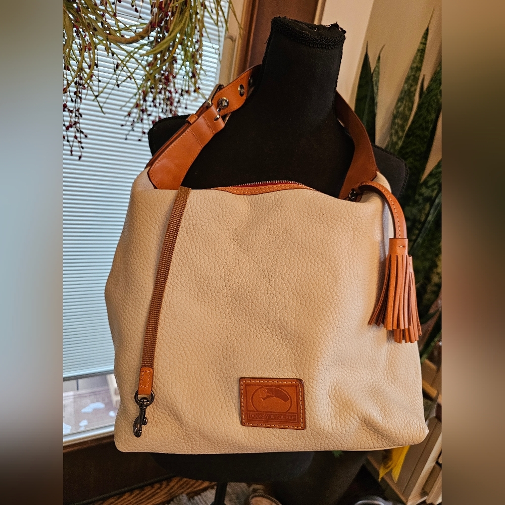 Dooney & Bourke Elegant Cream and Tan Leather Shoulder Bag